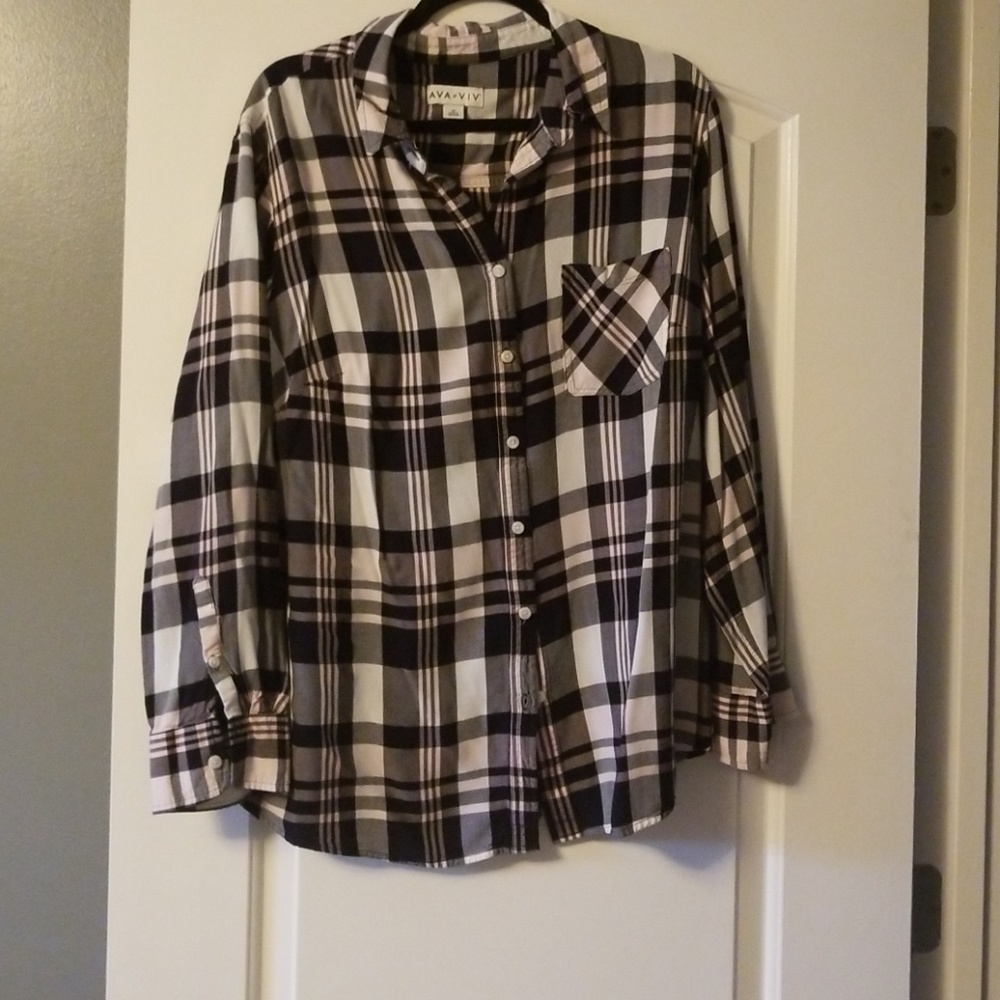 Plaid button front tunic